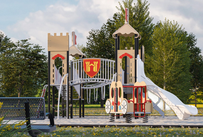Playgrounds & Park Equipment Grants & Funding  - Image of a themed Park or School Playground - Northland Recreation Supply